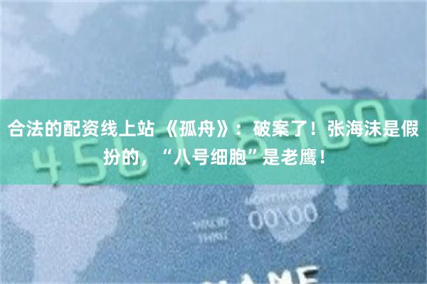 合法的配资线上站 《孤舟》：破案了！张海沫是假扮的，“八号细胞”是老鹰！