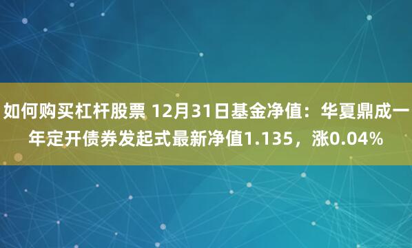 如何购买杠杆股票 12月31日基金净值：华夏鼎成一年定开债券发起式最新净值1.135，涨0.04%