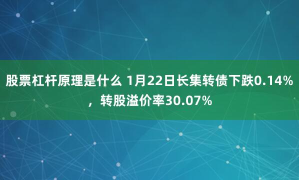 股票杠杆原理是什么 1月22日长集转债下跌0.14%，转股溢价率30.07%